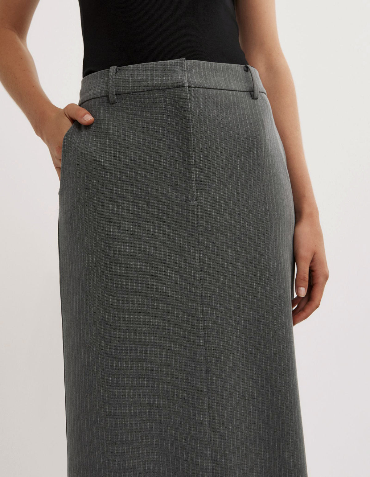 Pinstripe Midi Skirt