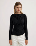Mesh Drape Long Sleeve Top