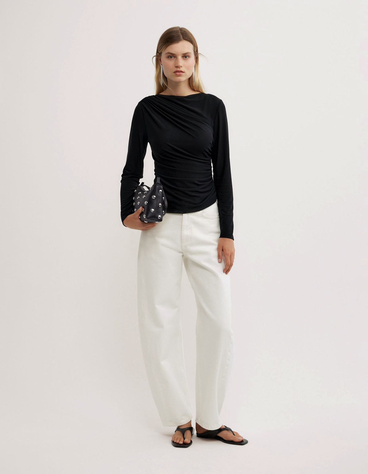Mesh Drape Long Sleeve Top
