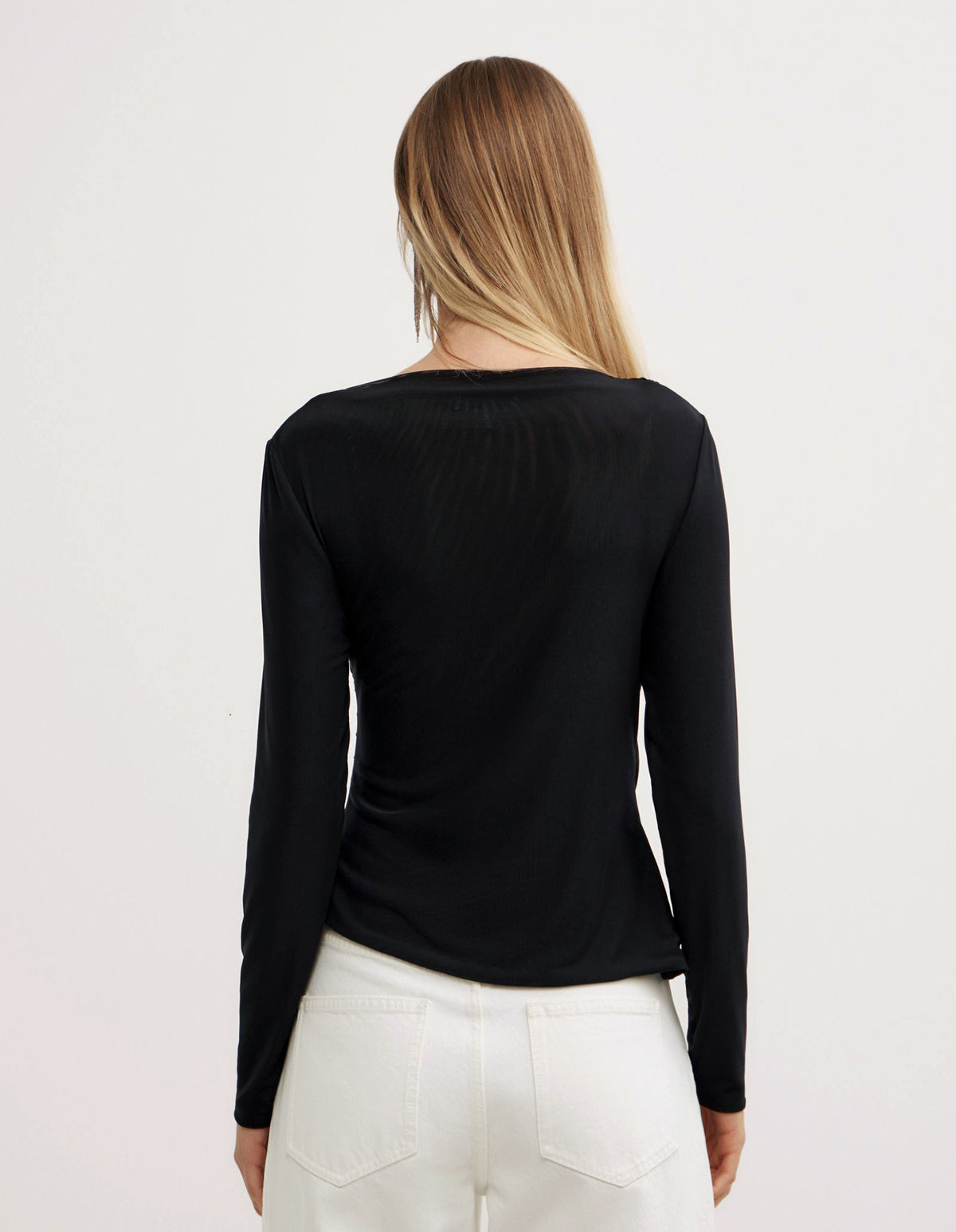Mesh Drape Long Sleeve Top