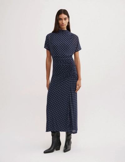 Mock Neck Mesh Dress