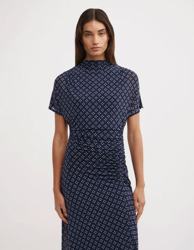 Mock Neck Mesh Dress