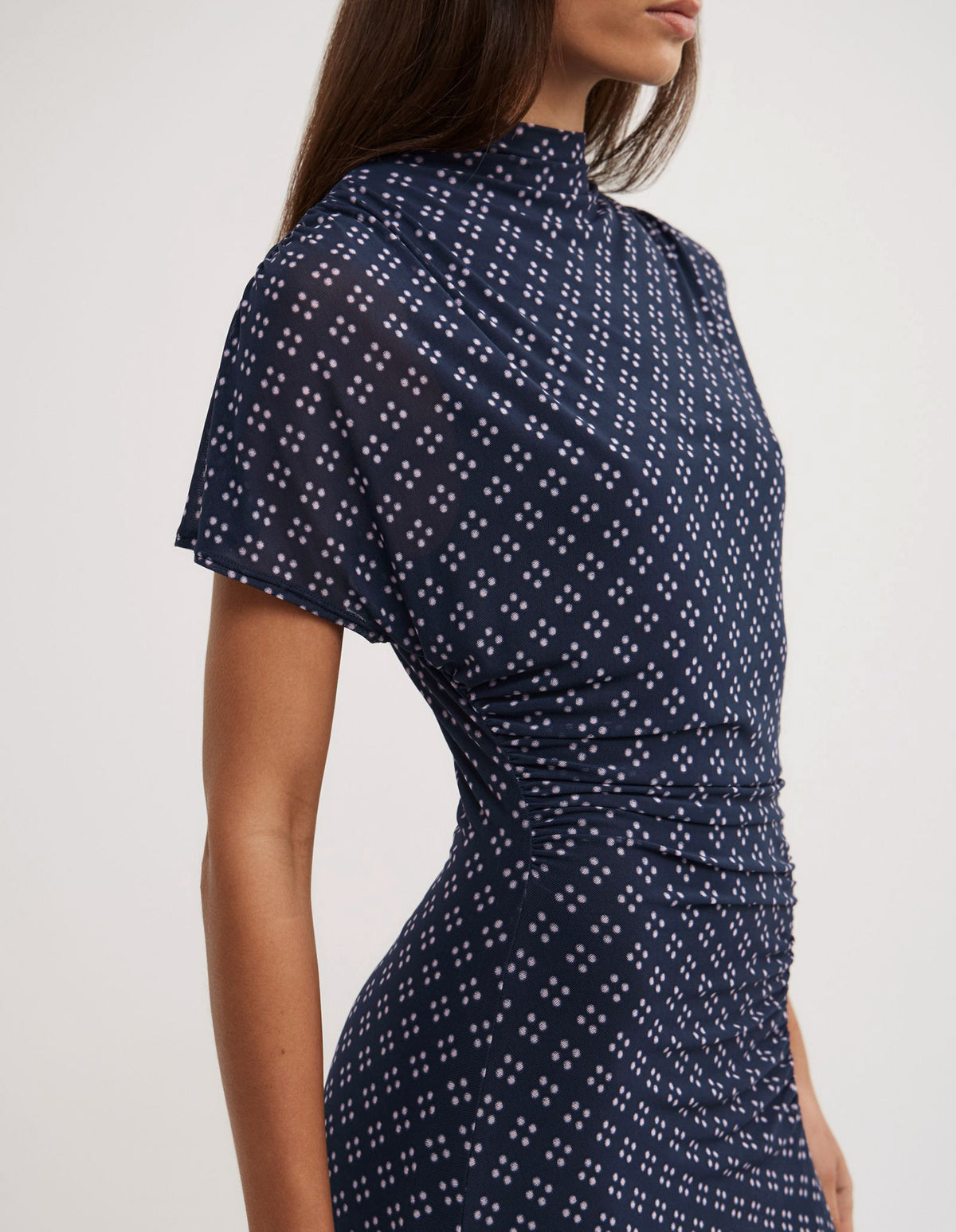 Mock Neck Mesh Dress