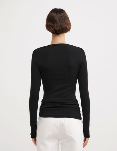 Metal Trim Long Sleeve Top