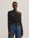 Asymmetric Draped Long Sleeve Top