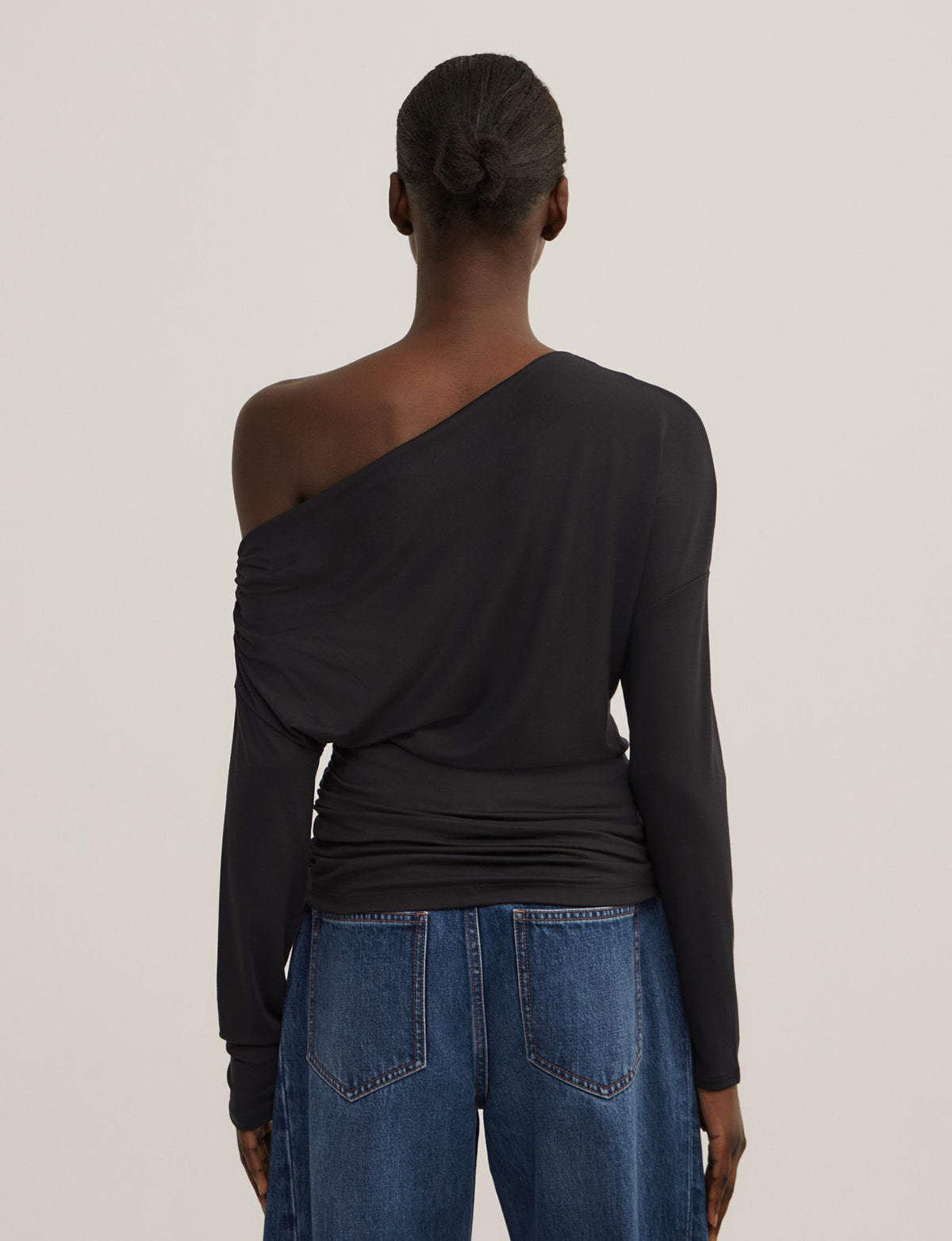 Asymmetric Draped Long Sleeve Top