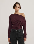 Asymmetric Draped Long Sleeve Top
