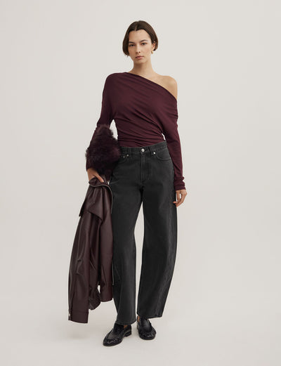 Asymmetric Draped Long Sleeve Top