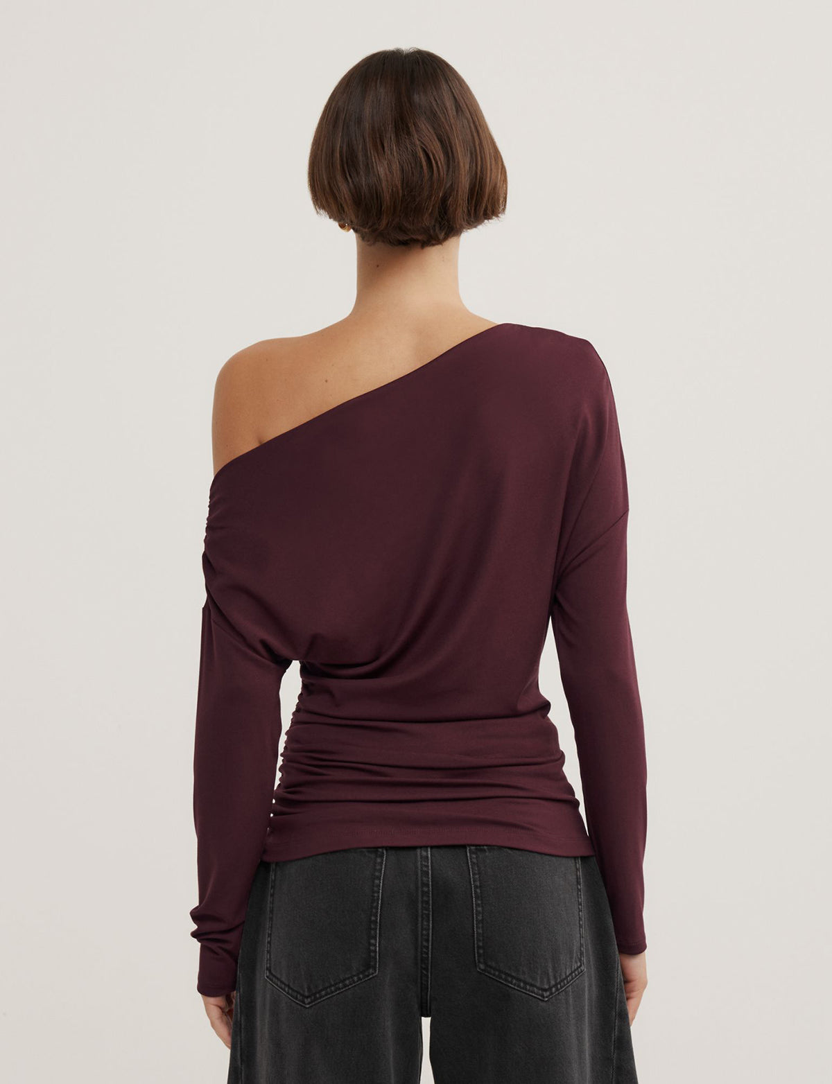 Asymmetric Draped Long Sleeve Top