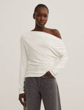 Asymmetric Draped Long Sleeve Top