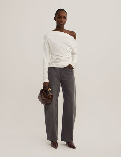 Asymmetric Draped Long Sleeve Top