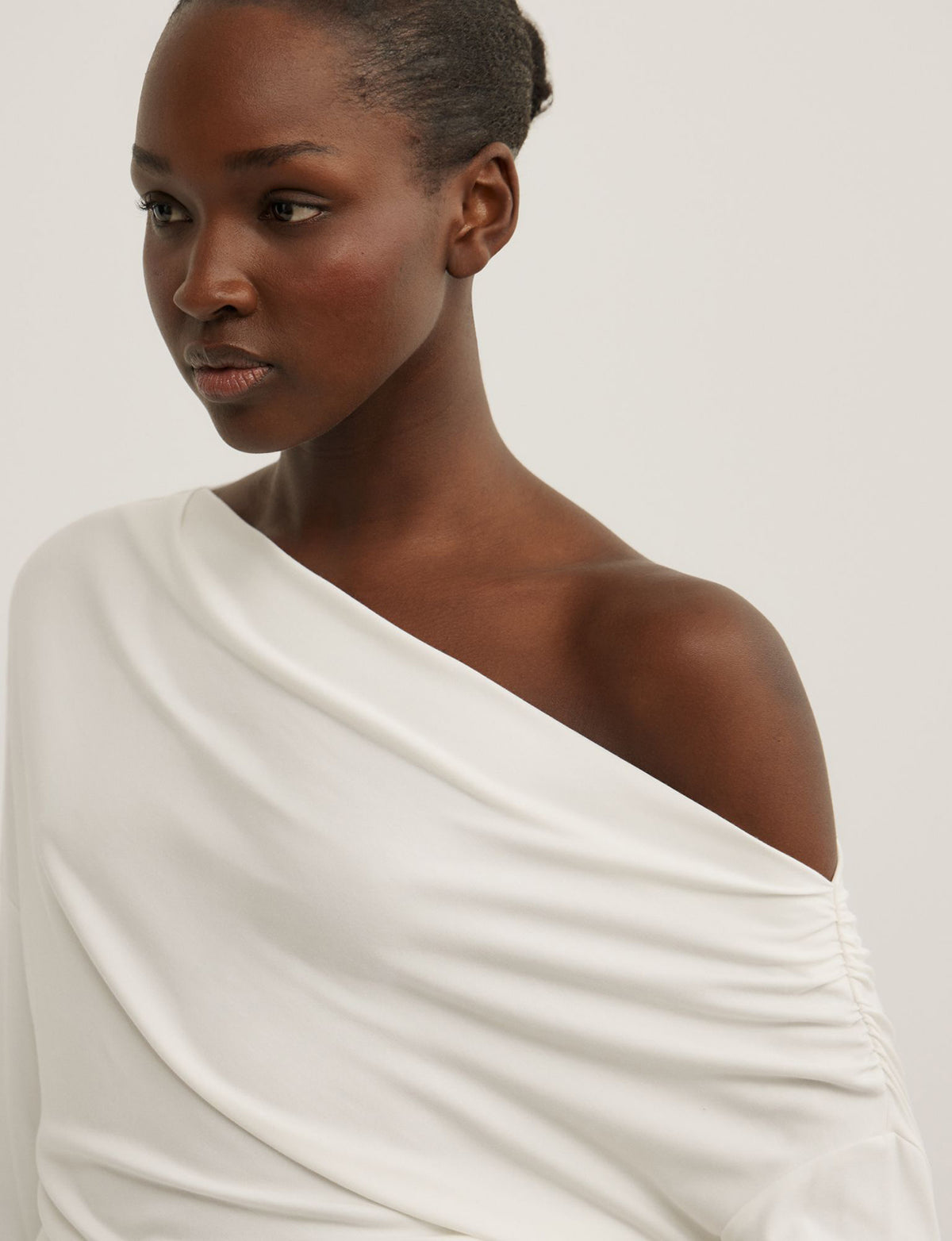 Asymmetric Draped Long Sleeve Top
