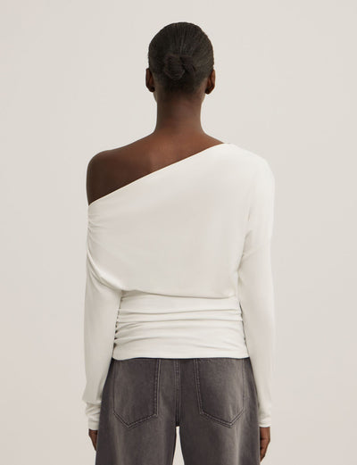 Asymmetric Draped Long Sleeve Top