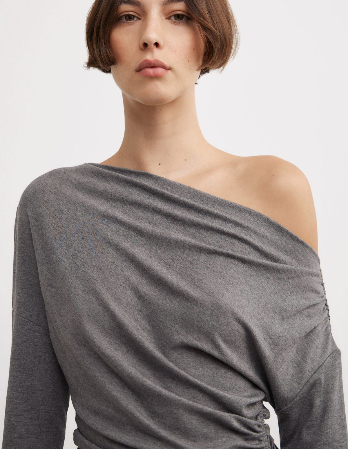Asymmetric Draped Long Sleeve Top