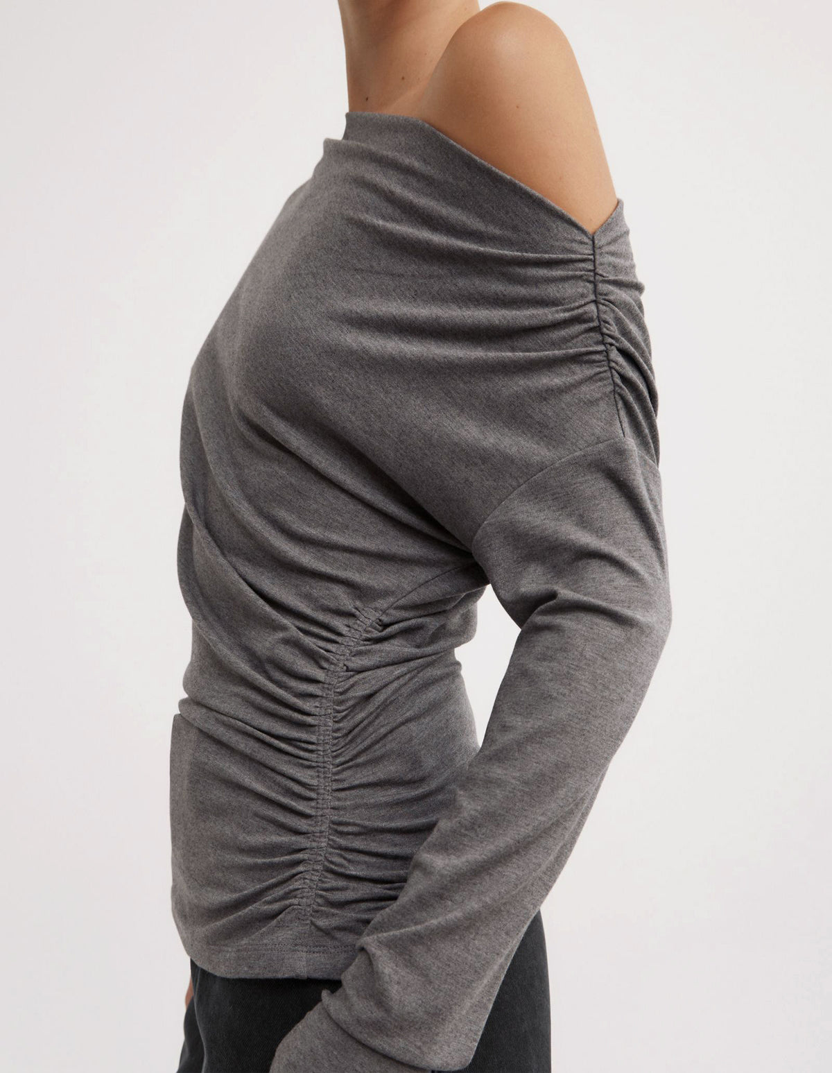 Asymmetric Draped Long Sleeve Top