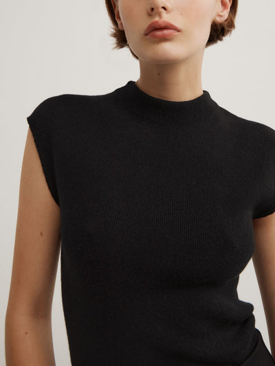 High Neck Knit T-Shirt