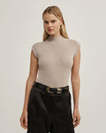 High Neck Knit T-Shirt