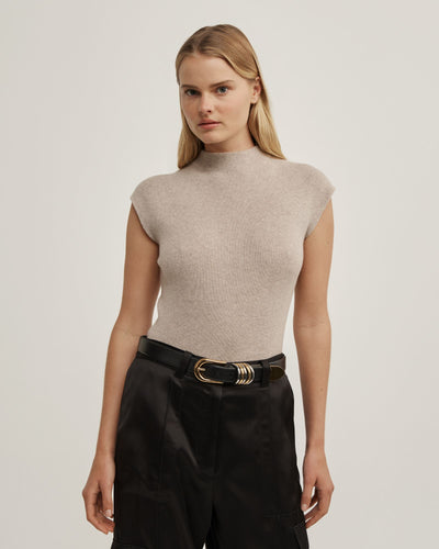 High Neck Knit T-Shirt