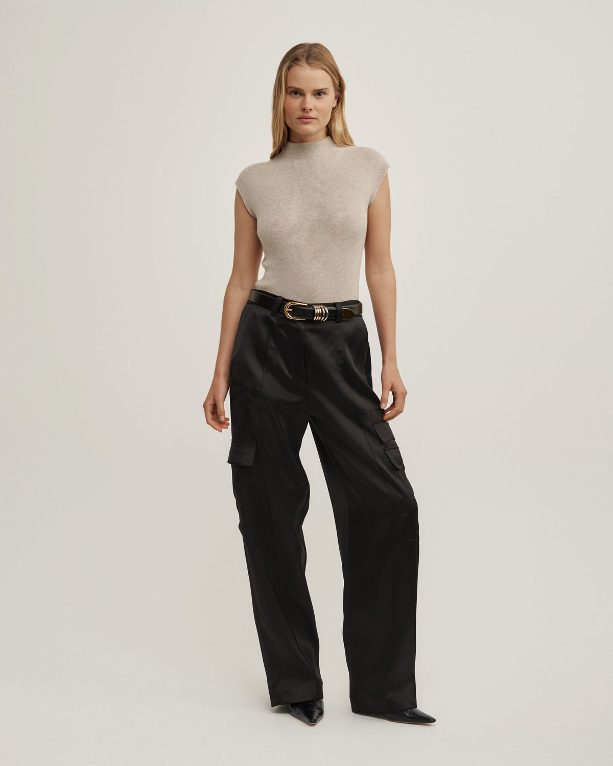 High Neck Knit T-Shirt