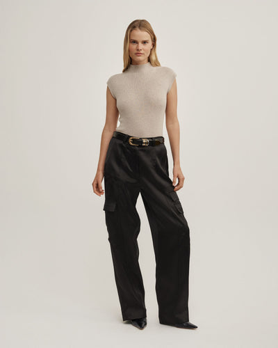 High Neck Knit T-Shirt