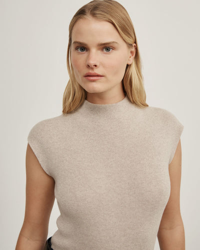 High Neck Knit T-Shirt