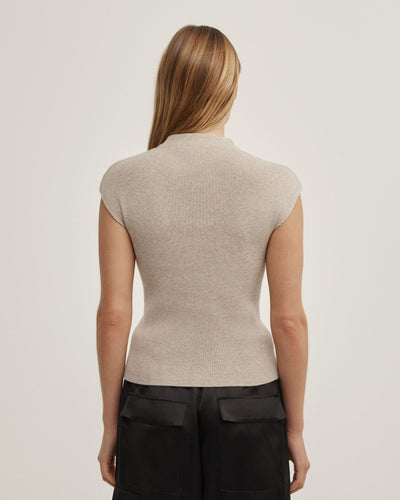 High Neck Knit T-Shirt