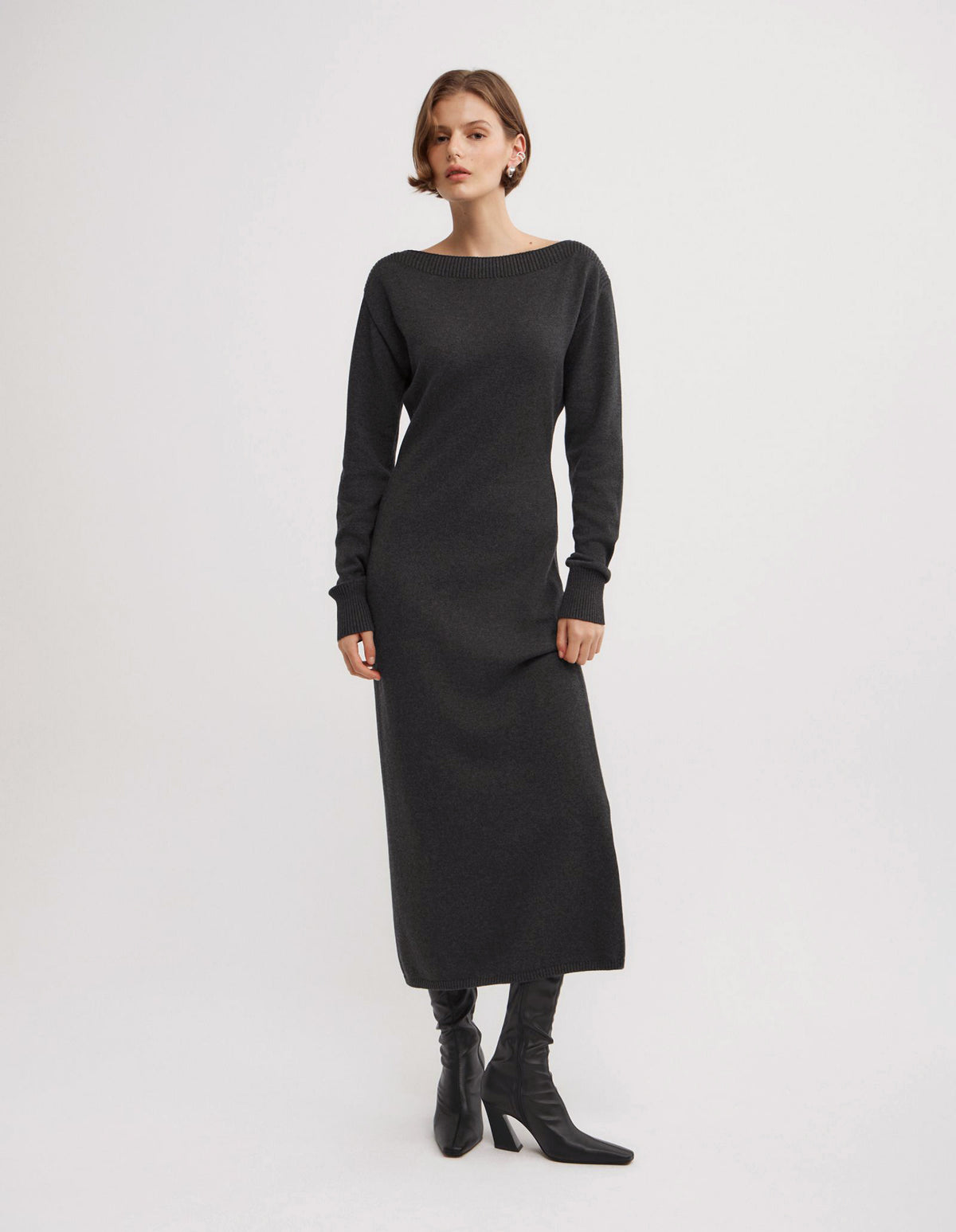 Boat Neck Knit Dress