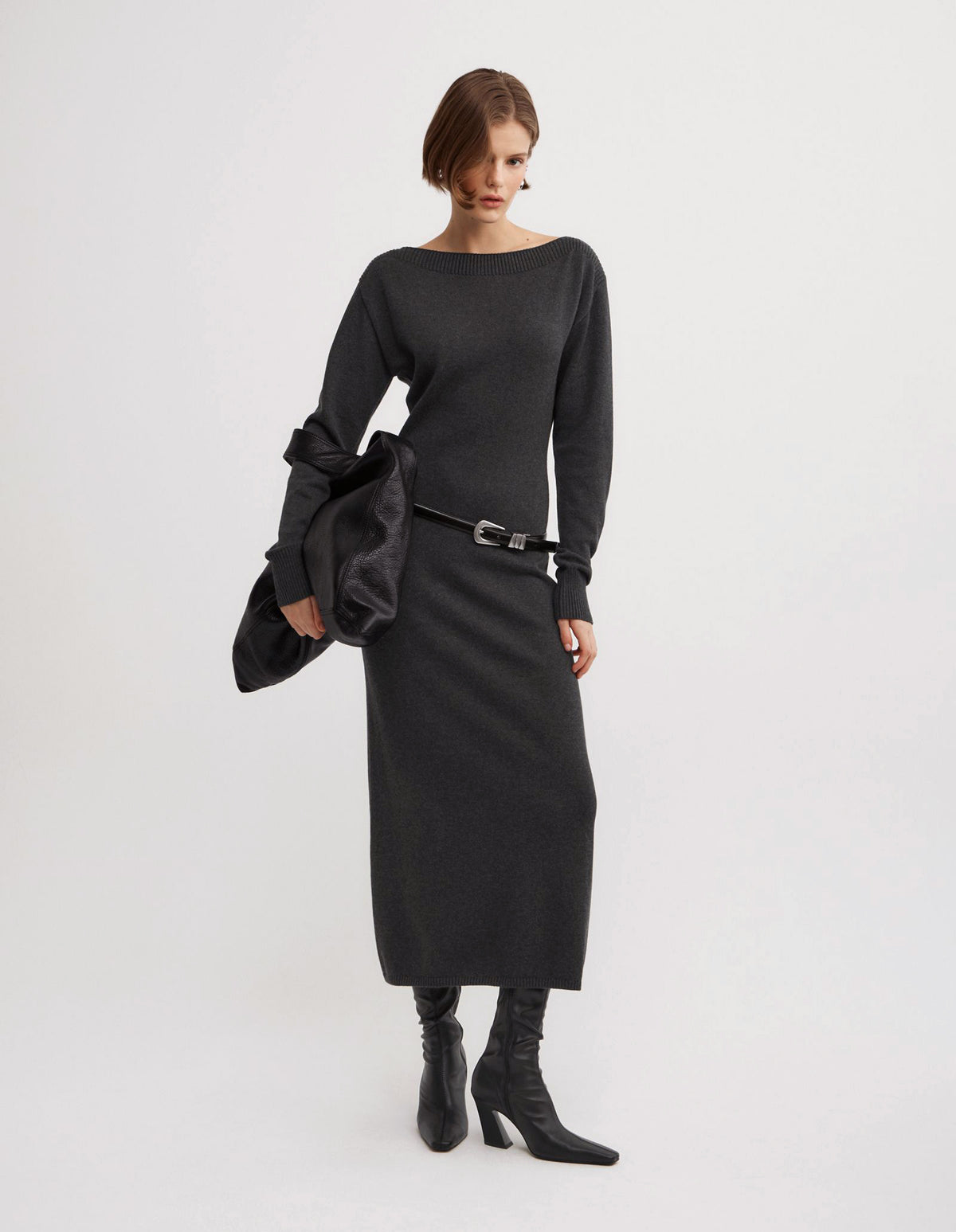 Boat Neck Knit Dress