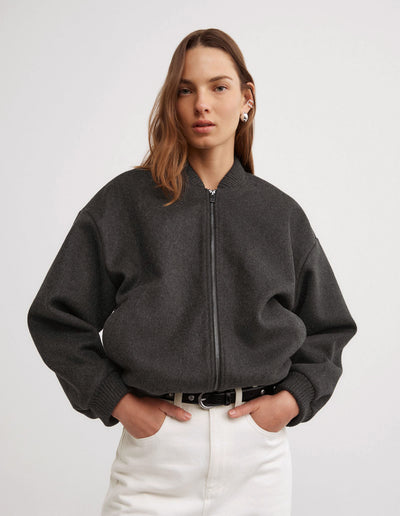 Felted Zip Bomber Jacket