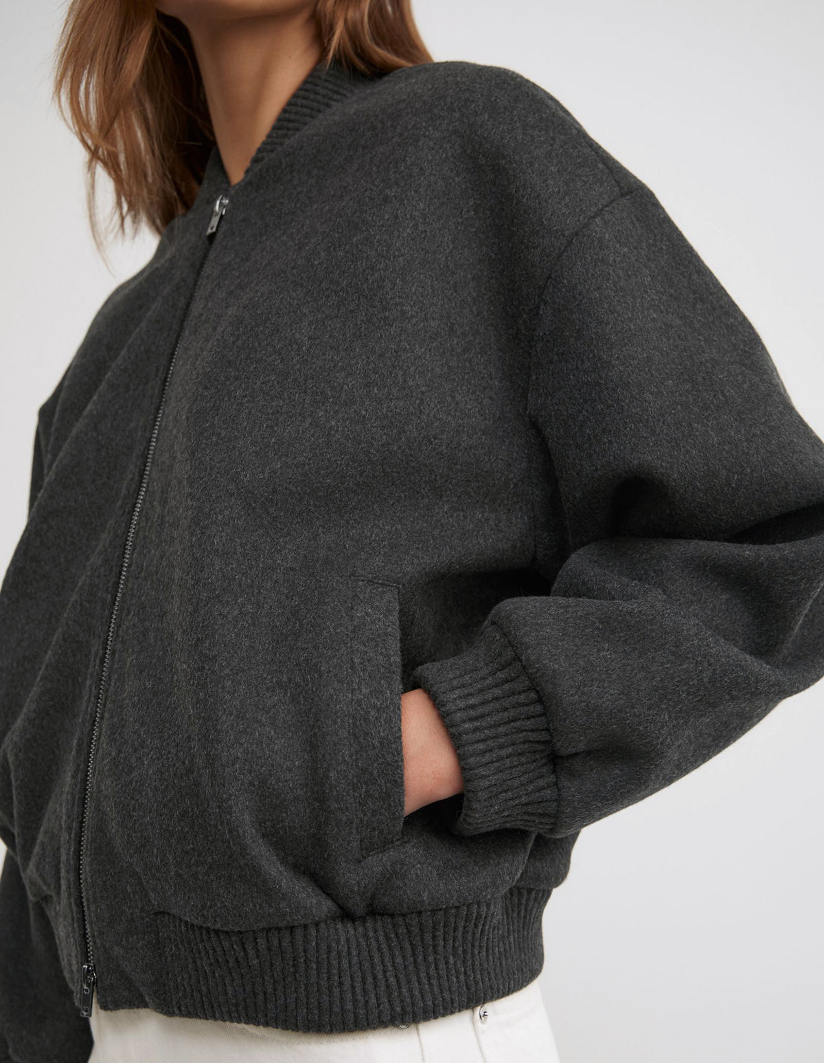 Felted Zip Bomber Jacket
