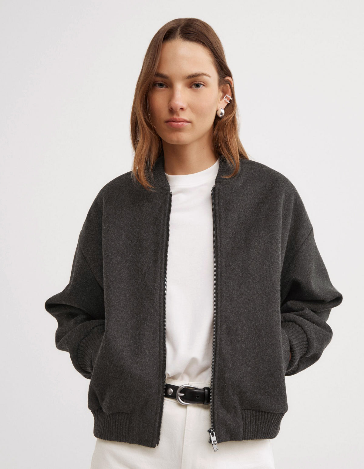 Felted Zip Bomber Jacket