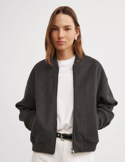 Felted Zip Bomber Jacket