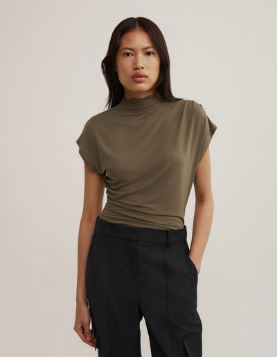 Draped High Neck Top