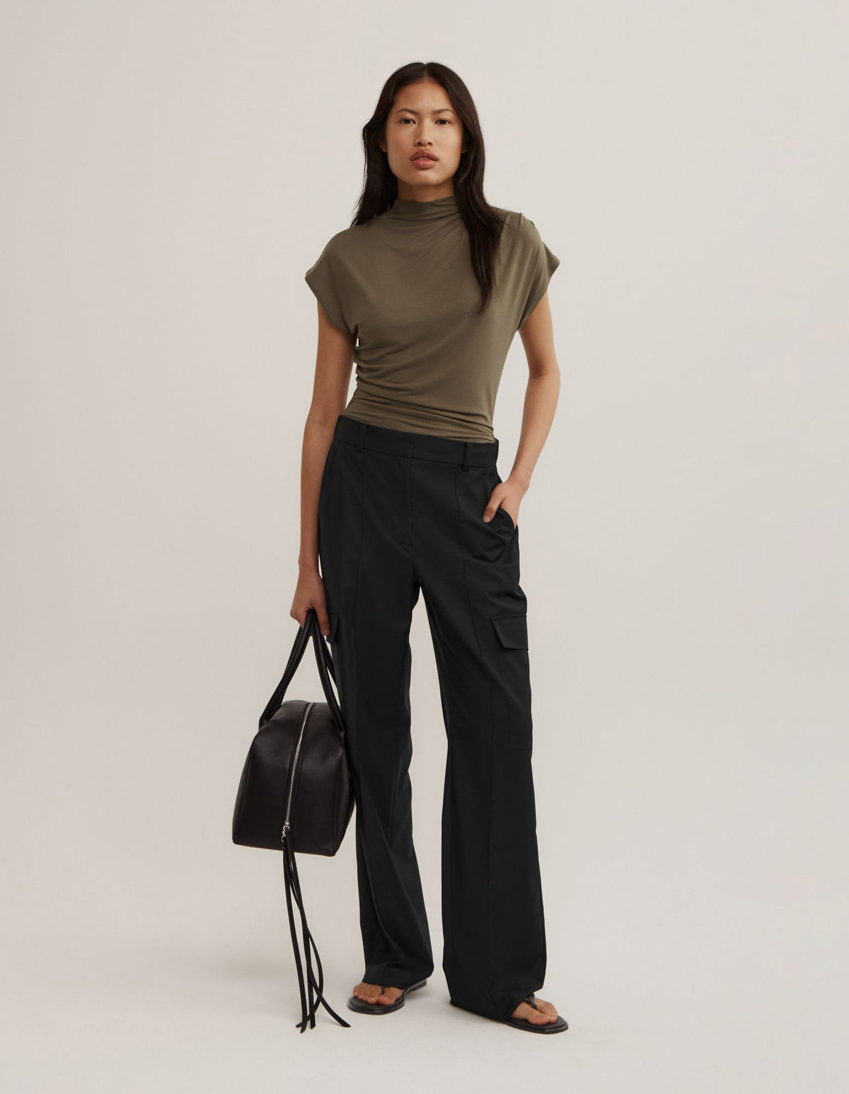 Draped High Neck Top