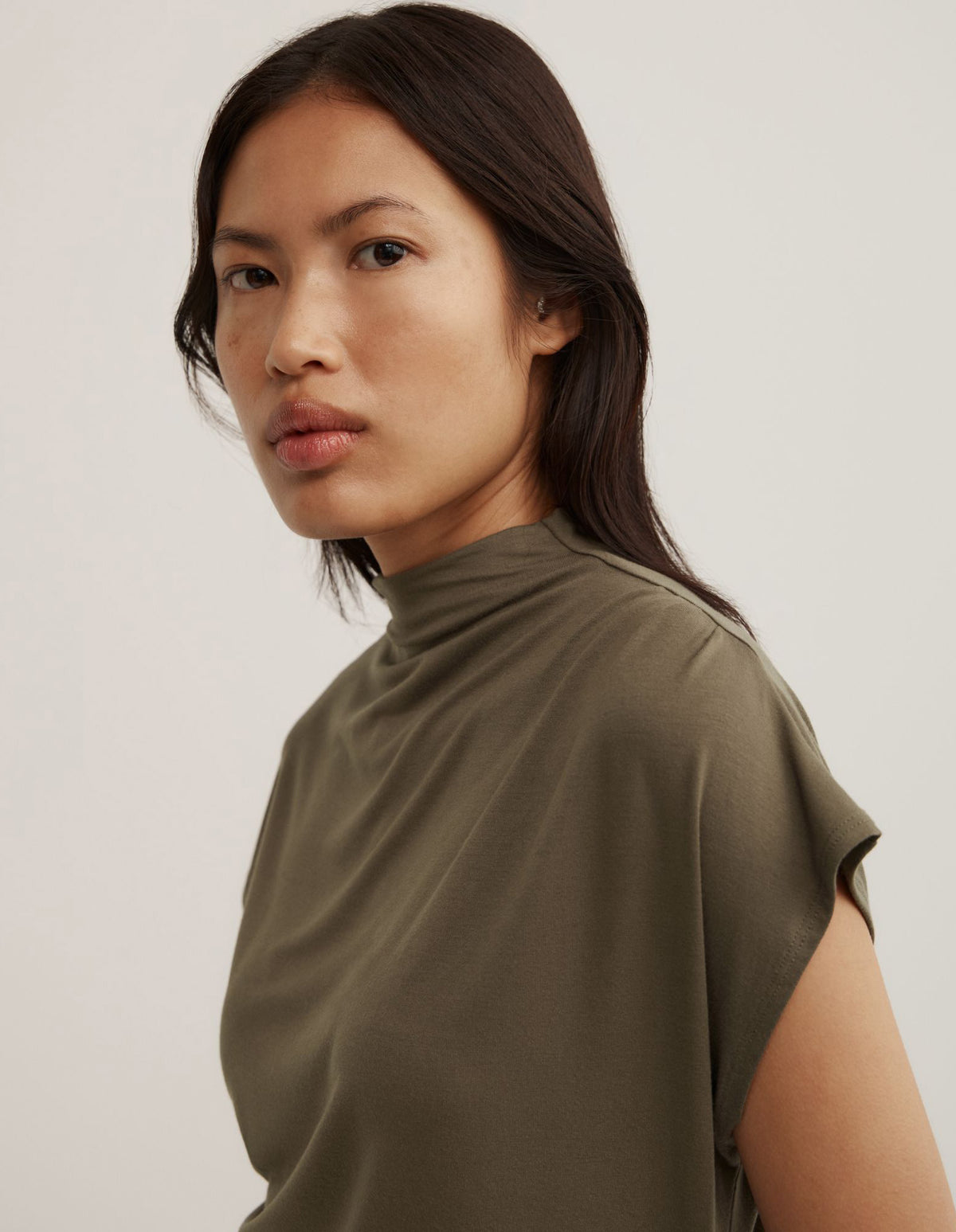 Draped High Neck Top