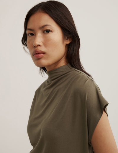 Draped High Neck Top