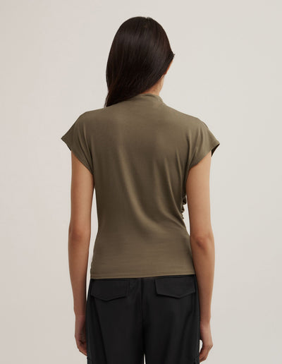 Draped High Neck Top
