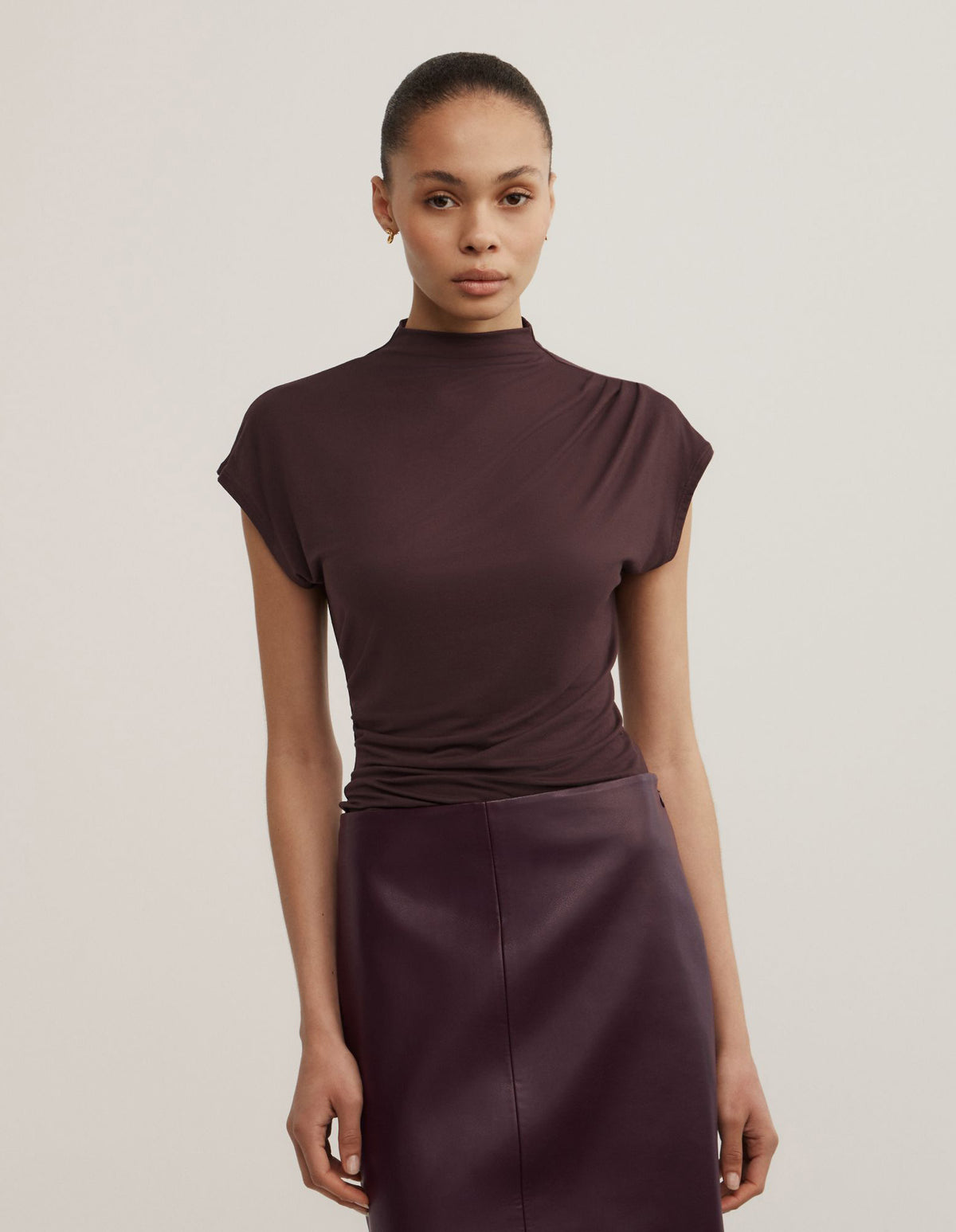 Draped High Neck Top