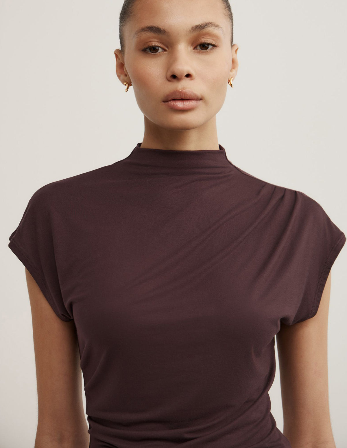 Draped High Neck Top