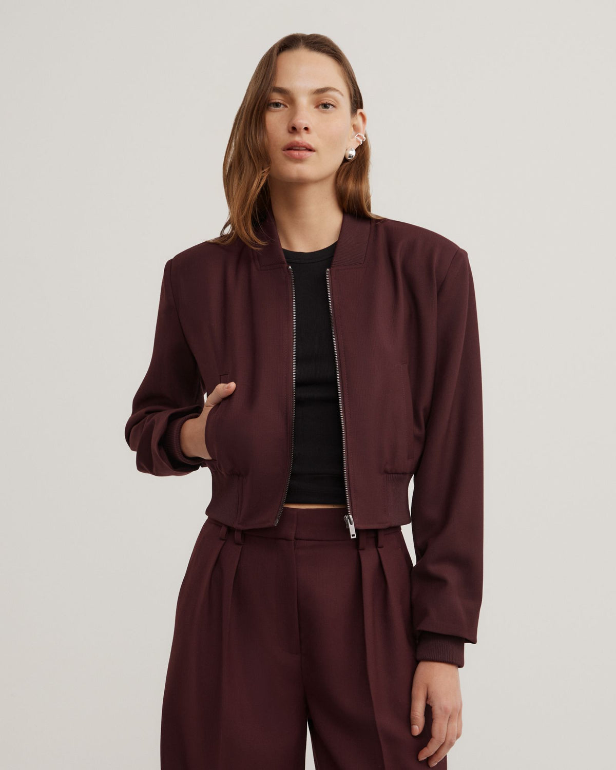 Shoulder Pad Bomber Jacket