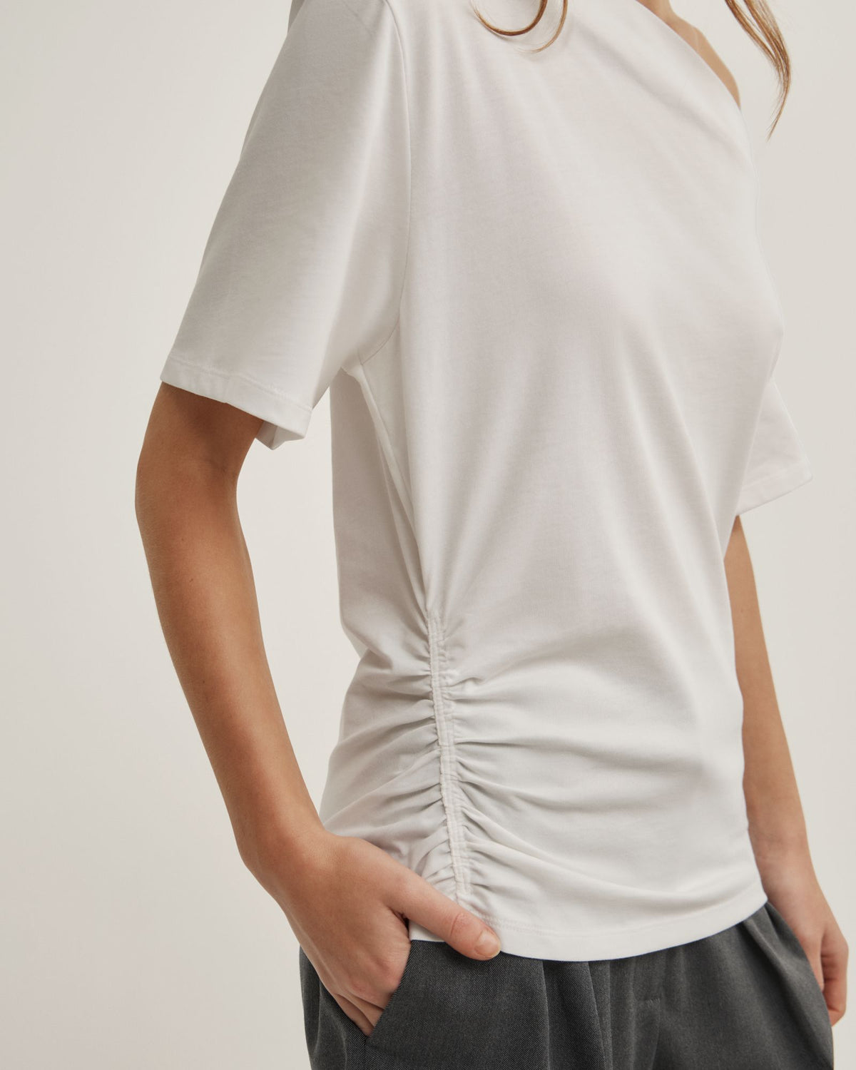 Ruched Asymmetric T-Shirt