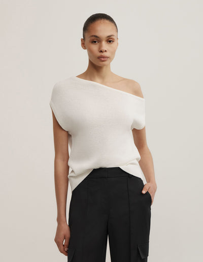Asymmetric Short Sleeve Slouch Knit