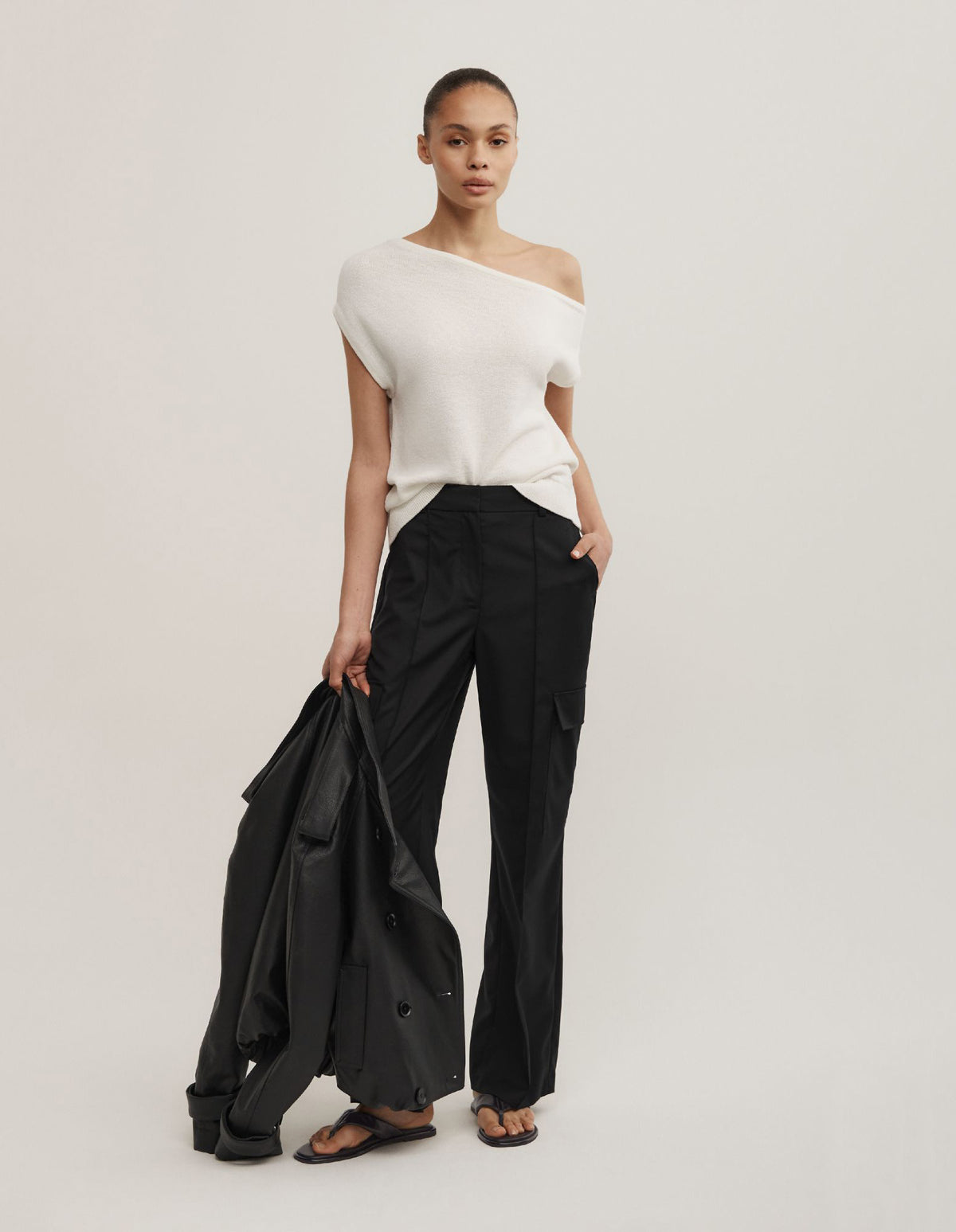 Asymmetric Short Sleeve Slouch Knit