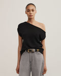 Asymmetric Short Sleeve Slouch Knit