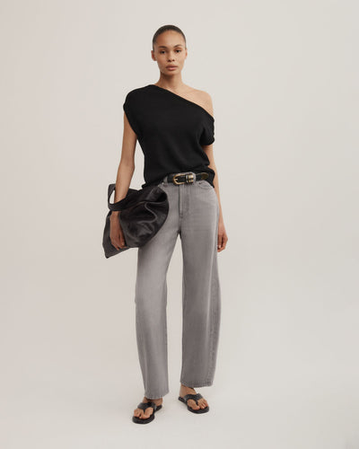 Asymmetric Short Sleeve Slouch Knit