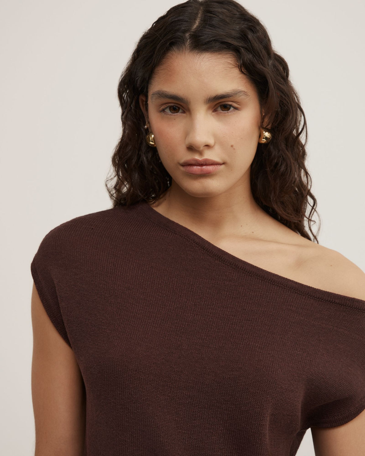 Asymmetric Short Sleeve Slouch Knit