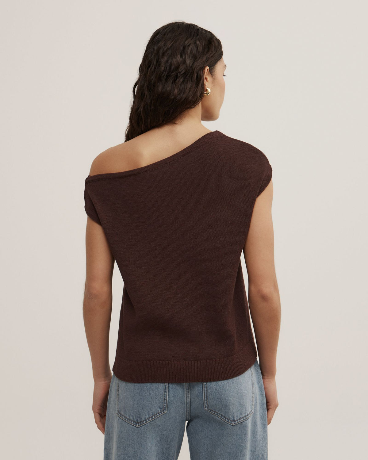 Asymmetric Short Sleeve Slouch Knit