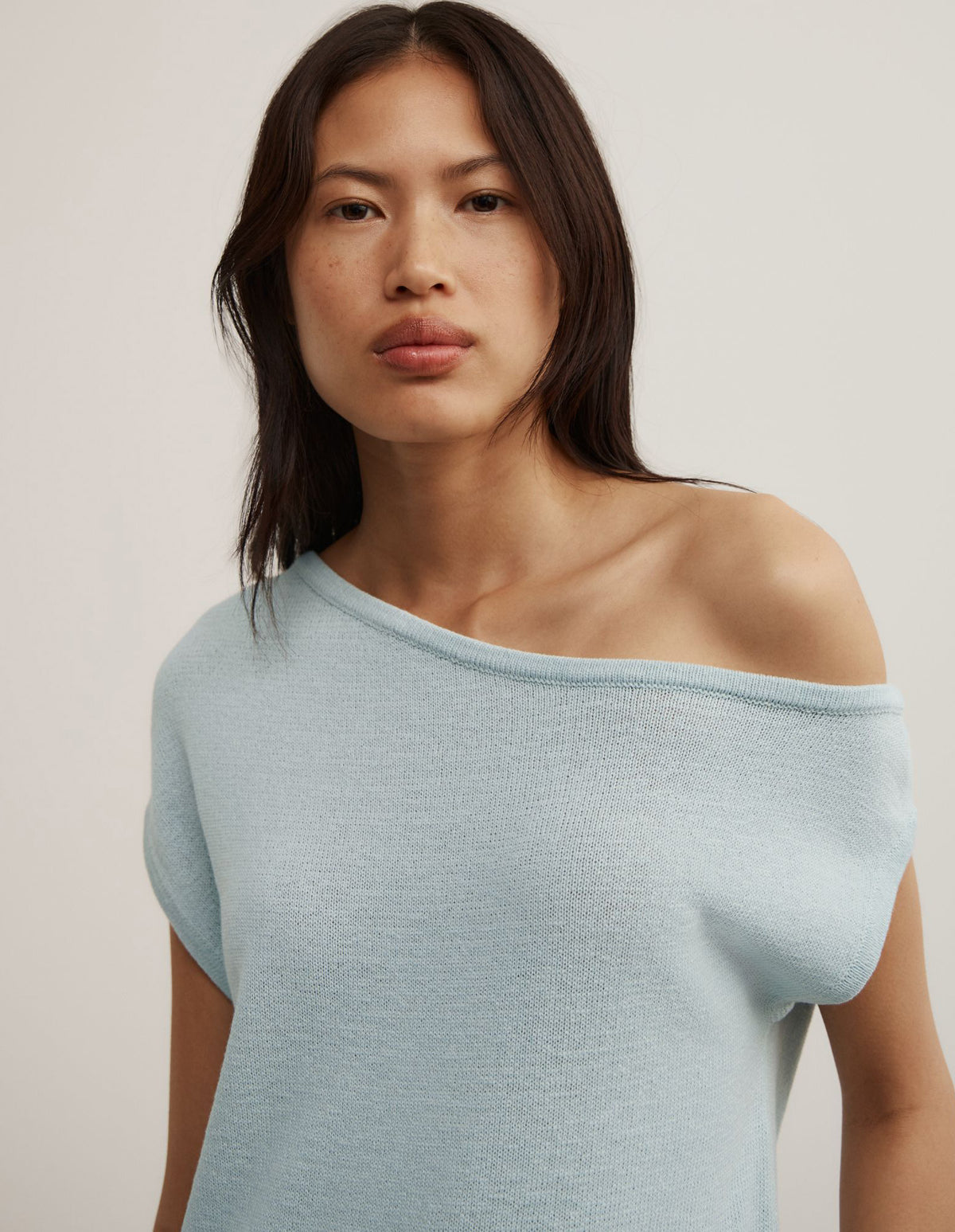 Asymmetric Short Sleeve Slouch Knit