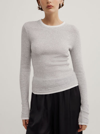 Contrast Trim Long Sleeve Top