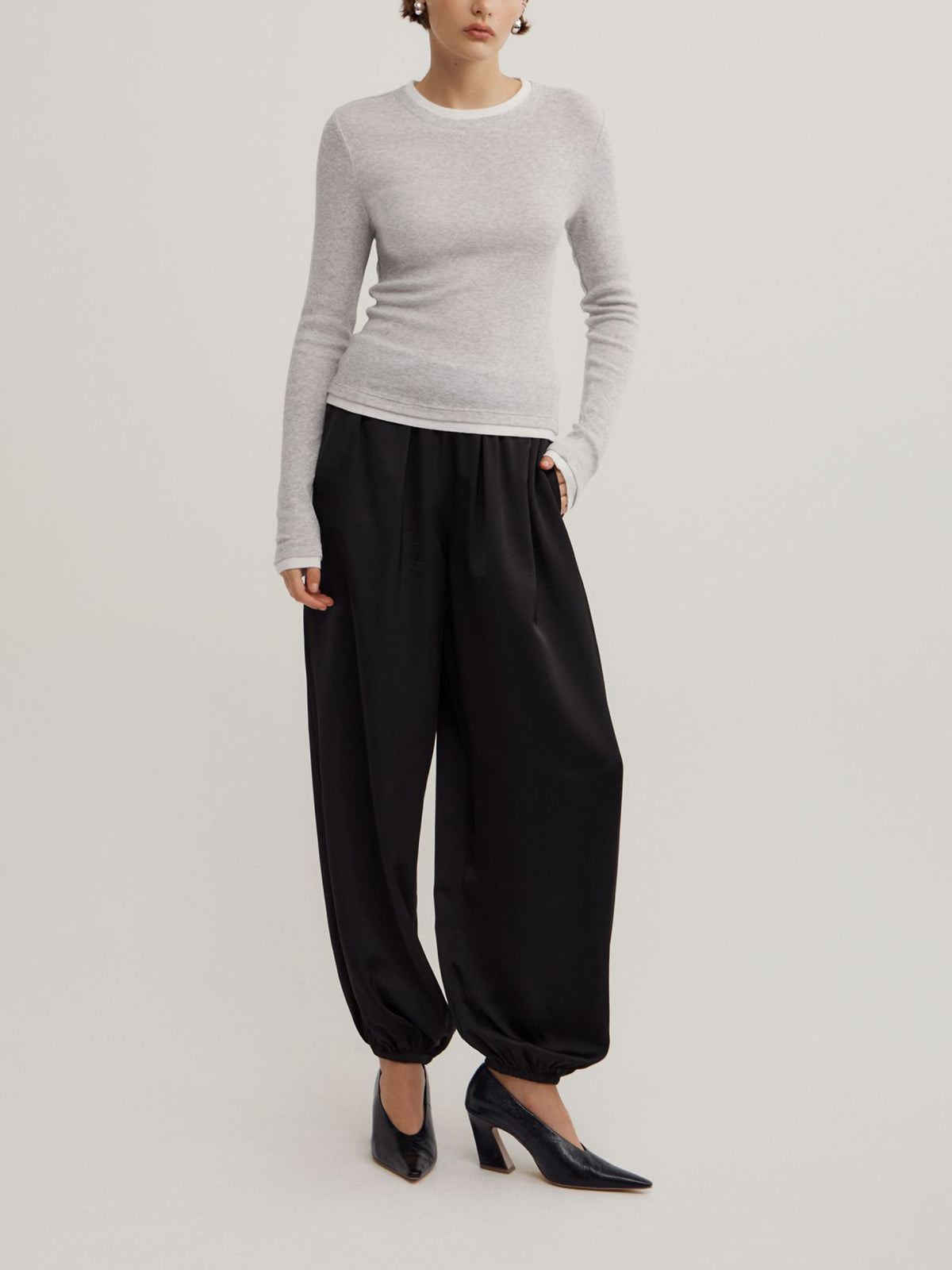 Contrast Trim Long Sleeve Top